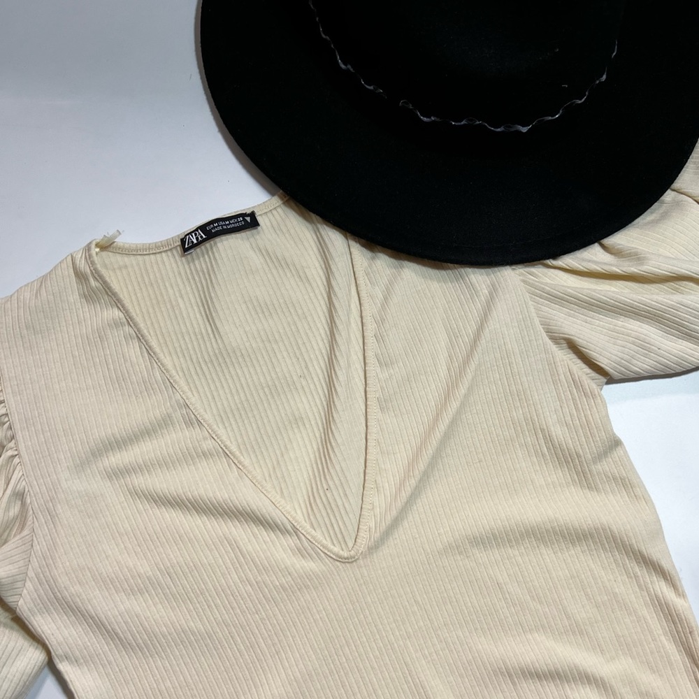 Zara yellowish/cream dress shirt- size medium